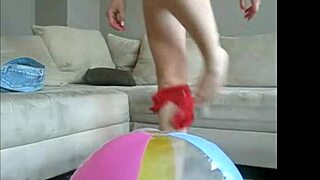 sophie in jeans miniskirt fingers her pussy under pink t-shirt and red lingerie