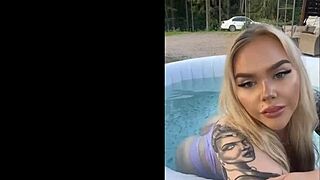 my gringa big tits in lingerie by the pool got me hooked