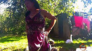 klaudiaambergirl teases big natural tits in stockings outdoors solo