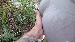 got caught fuckin a beautiful curvy redhead italian girl in the woods slappin that big ass