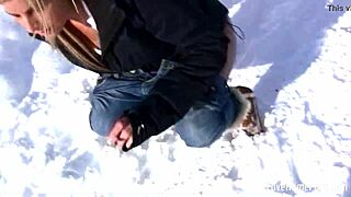 hey stepmom flashing tits then peeing in snow ❄️🔥