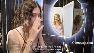 Ginger Wifey Strap-On Pounds Curly Inked Brunette Wife