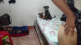 Peruvian schoolgirl sneaks into stranger's room for wet pussy licking and cum-guzzling blowjob finish