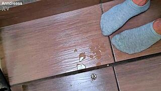 Watch cock explode cum closeup outdoors flashing huge load.