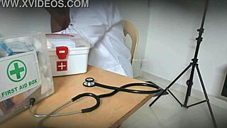 doctor sneaks steamy blowjob on patient cock in clinic shadows