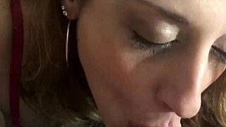 Hey, this hot milf is sucking her hubby's throbbing cock so deep.