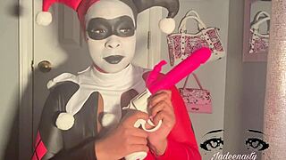 harley quinn cosplay gun makes pornstar squirt hard in lingerie