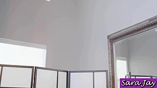 Licking her soaked dildo after kinky pussy pounding sara jay solo