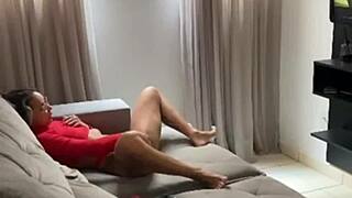 Hotwife flashes swollen wet pussy and big clit to neighbor from building window, full video on sheer xvideosred