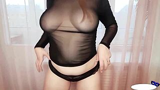 Sexy Masked Kitty Fingers Tight Pussy to Orgasm on Window Sill