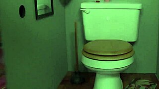 alexa teases by draping pink panties over toilet wall cock casually