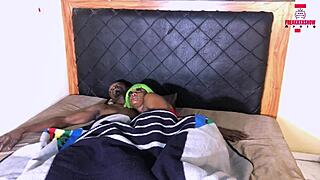 naija ebony couple's curvy wife squirts on huge cock in doggystyle bedroom bang