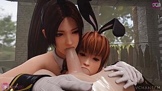 PETITE REDHEAD BUNNIES GIVE MONSTER COCK DEEPTHROATS BALL LICKS AND BLOWJOBS IN 3D