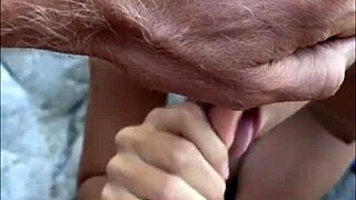 Risky Beach Blowjob Delivers Sloppy Cumshot to Teen Brunette Model in POV Backstage Action