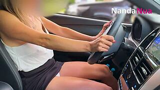 wanna see this naughty wife flash tits and flash panties for gas station guy?