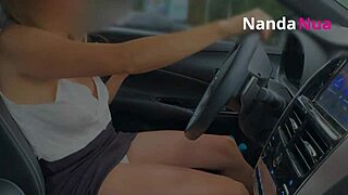 wanna see this naughty wife flash tits and flash panties for gas station guy?