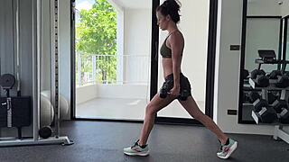 gym workout done... next one's naked with my tight athletic body, curly hair and braces 😏💪🏋️‍♀️🔥