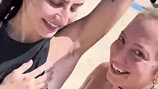 Venom And Kaitlyn Katsaros Suck Deepthroat Gag On Beach In Costumes