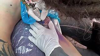 chillin' behind the scenes with this tattooed goth girl at z-filmz shop 📸✨