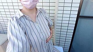 Married japanese milf rubs big tits while masturbating on balcony full movie