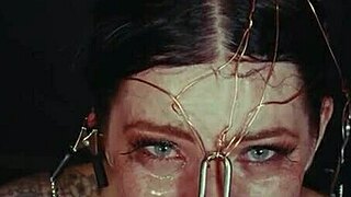 imagine emo goth whore bound in garage, face tied, crying from rough piss punishment