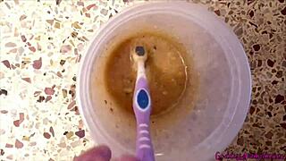 preparing food and toothbrush feels so humiliating for my pathetic piggy