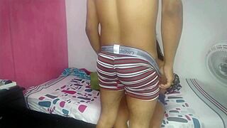 Hey hubby waits in living room while i take friend's huge cock doggystyle creampie