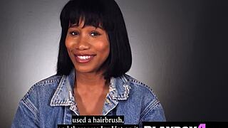 Big ass black milf gets so turned on after her playboy interview she masturbates hard.