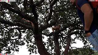 blonde and brunette get fucked hard on tree in street public orgy rippi