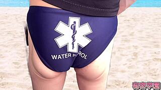 Pervert schoolgirl rips uniform masturbates handjobs cum in secret lifesaver fantasy