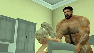 lucky neighbor takes hunk's monster cock deep in kitchen cuckold pounding