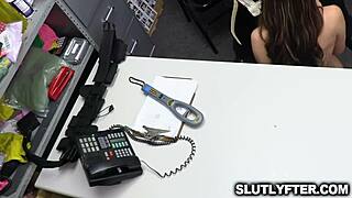 shoplifter jc wilds bends for officer giovanni's cock after fingering her wet pussy