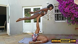 damn this natural black hottie gets stretched pounded deepthroat in rough outdoor yoga