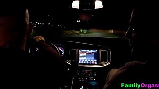 Stepdads catch stepdaughters whoring on streets and join for big tits orgy ride