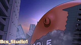 be charlotte grows into giantess with massive inflating boobs riding tall cock