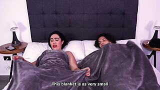 stepson sneaks peeks at his big-ass colombian stepmom's saggy tits sharing the hotel bed all night