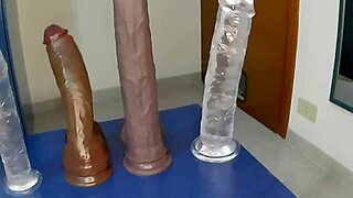 Tiny babe Lola Spice tests plugs monster dildos huge cocks for wild orgasm