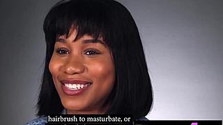 Big ass black milf gets so turned on after her playboy interview she masturbates hard.