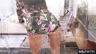 yo french milf starts cleaning but ends up showing off her big tits as cougar mommy