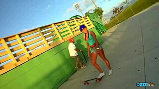 yo blonde skater strips everything off then takes hard doggystyle pounding