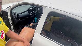 She gave her tight ass to trainer in parking lot post-workout full body session