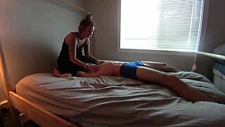 Femdom Ties Up Boyfriend for Nipple Tickling Handjob Teasing Lick Orgasm