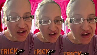asmr glasses girl bursts bubblegum bubbles in headphones