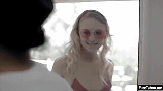ready for old guy popping nervous tiny blonde virgin's cherry?