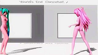 Hatsune Miku and Luka Worlds End Dancehall Nude Mod Bouncing Big Tits Ass Goddess!