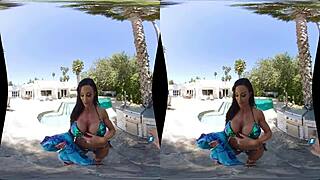 jeweled jade handles any huge cock job in outdoor bikini with big tits and ass
