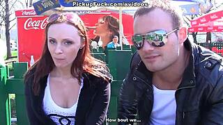 A guy spots a redhead in the park and they end up together outdoors