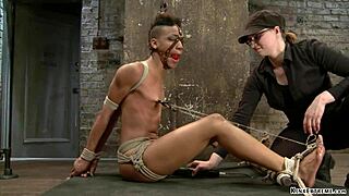 folded ebony slave squirms as pussy gets vibed hard
