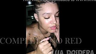 hey cutie, watch this skinny latina swallow her friend's huge cock