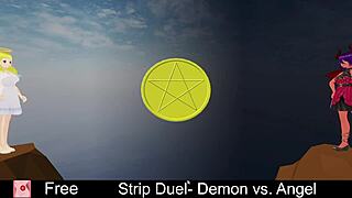 demon strips angel in erotic lesbian clothes rip game